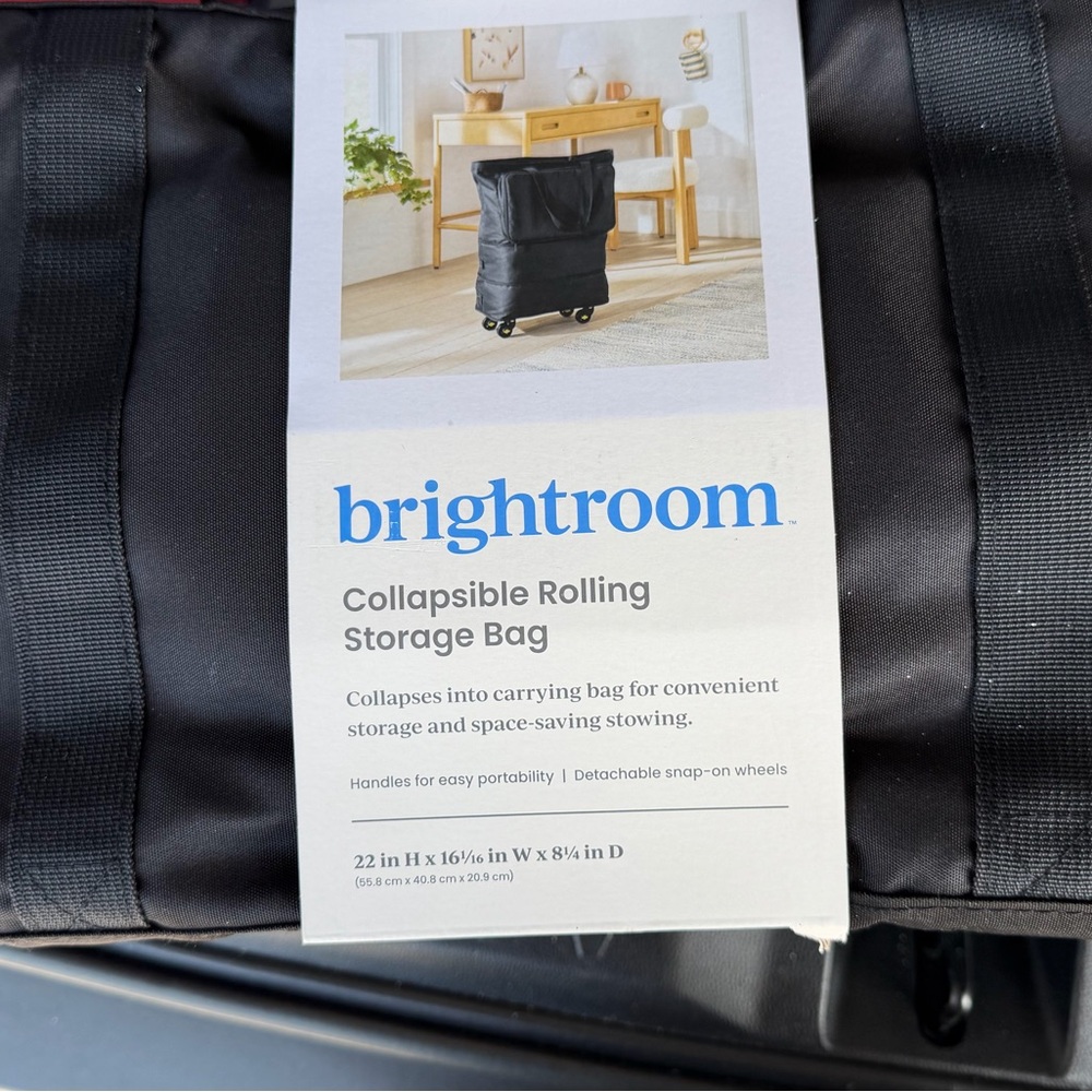 Brightroom Black Collapsible Rolling Storage Bag